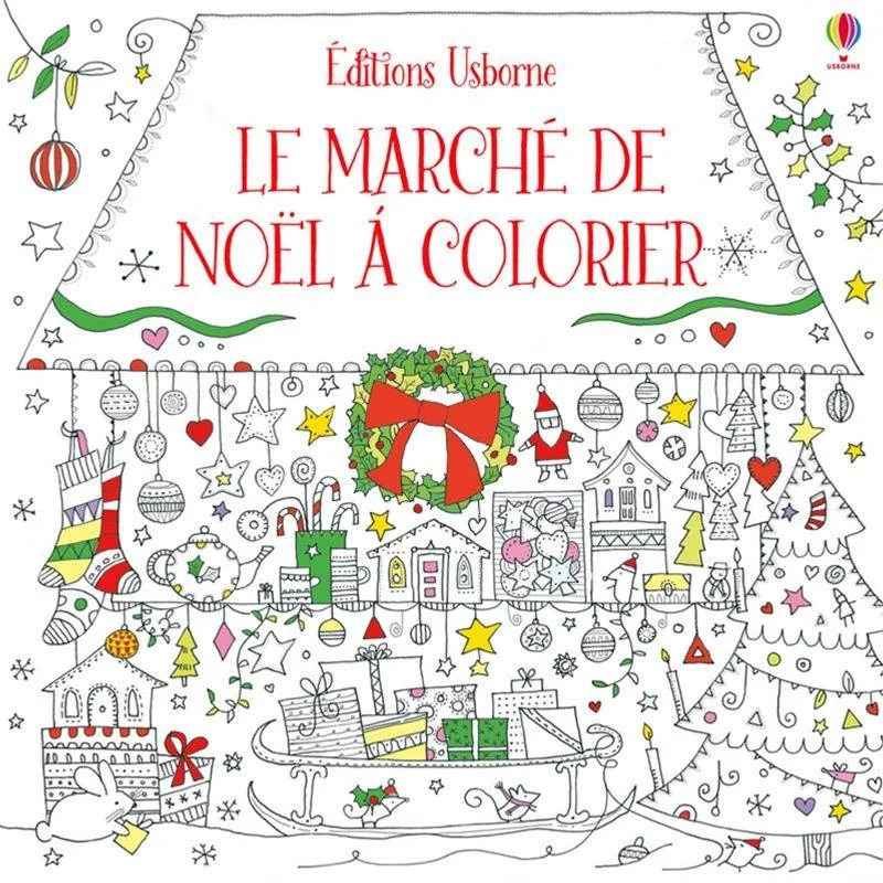 Le marché de Noël : livre dépliant à colorier