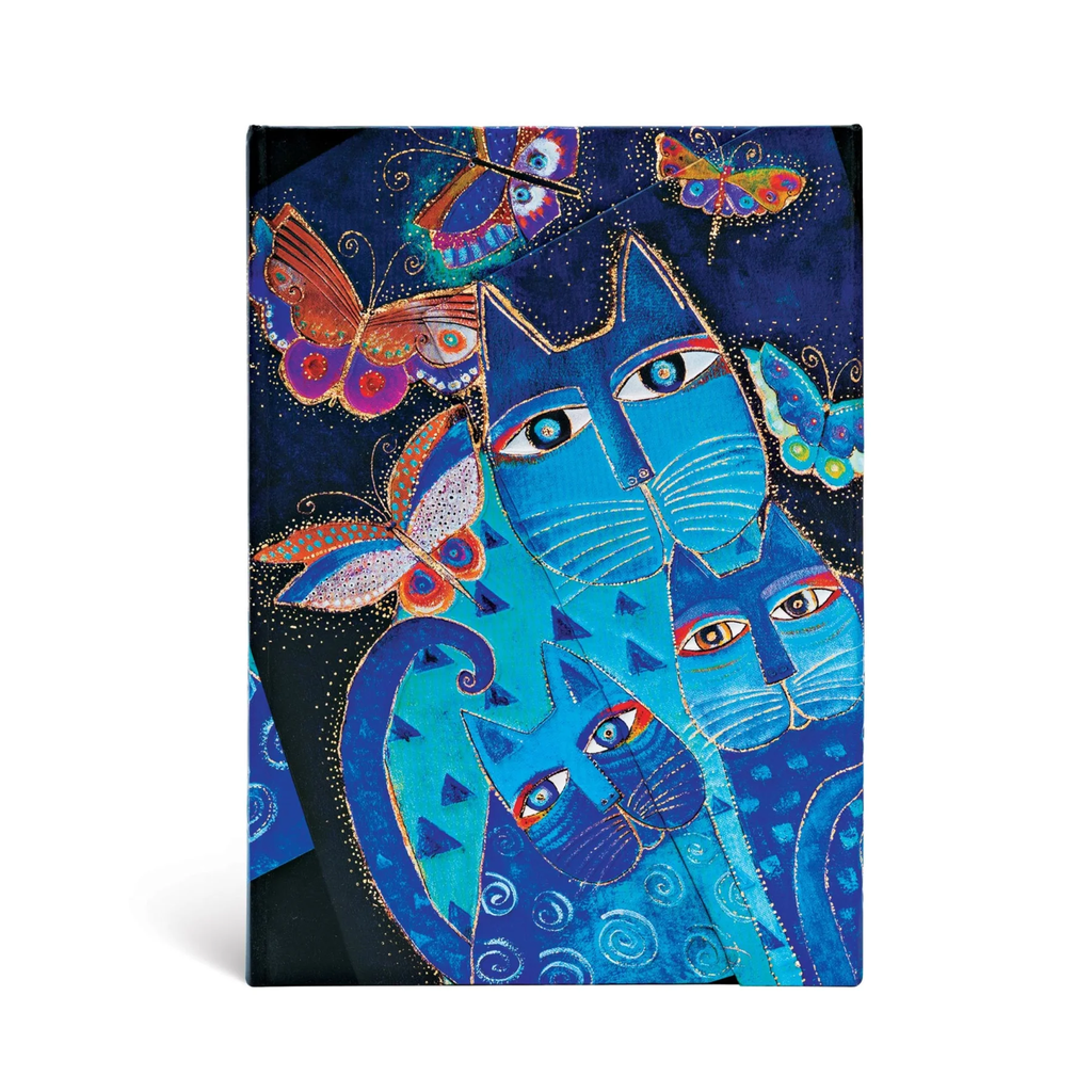 Carnet à couverture rigide Chats Bleus et Papillons : Midi : Ligné - 160 p.