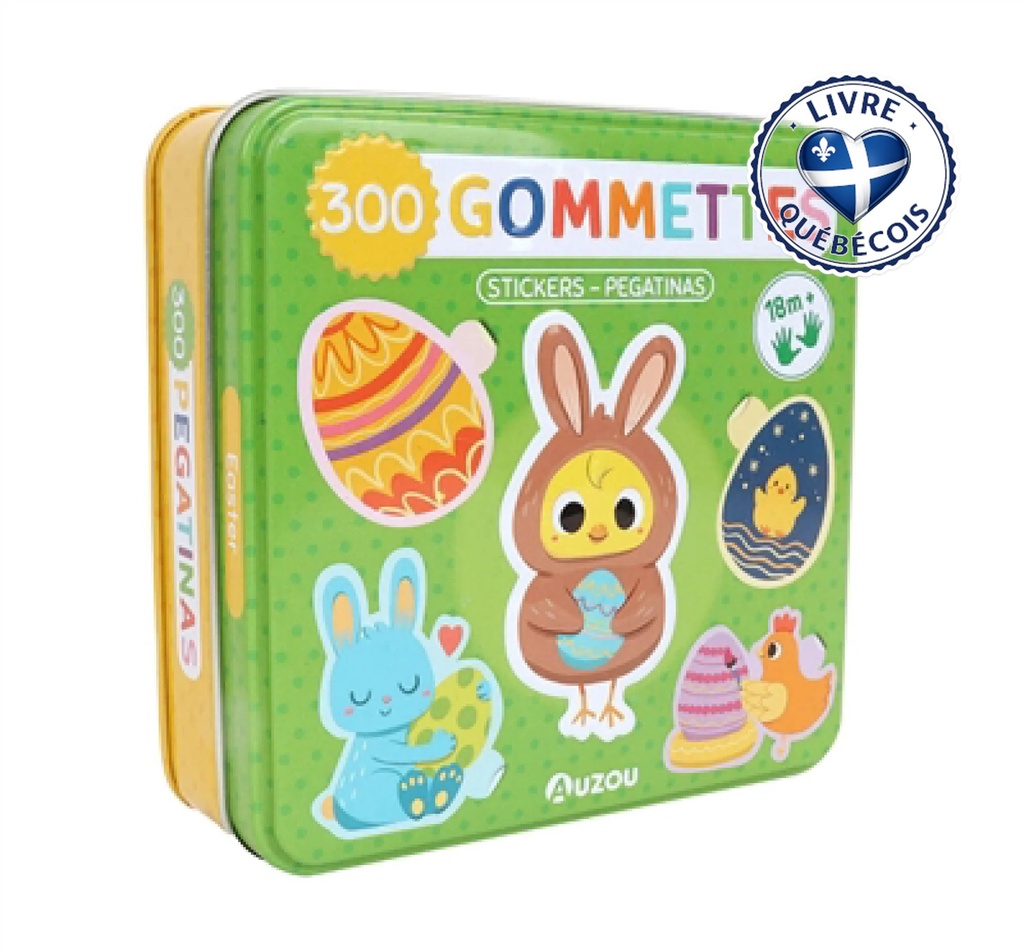 Boite de gommettes métal : pâques