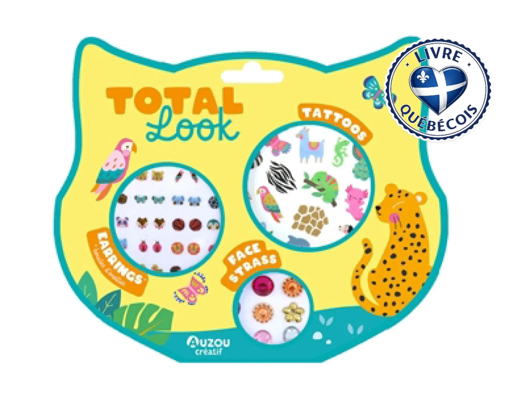 Total look animaux : Tattoos : boucles d'oreilles - face strass