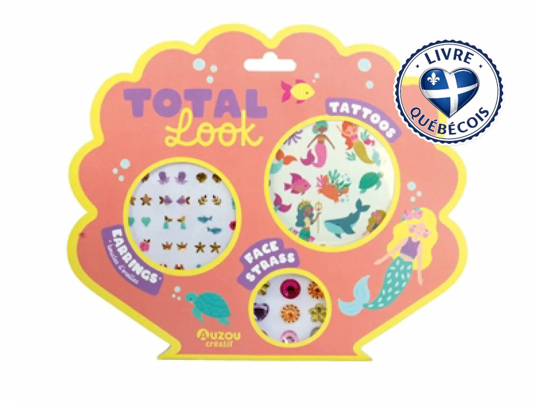 Total look sirène : Tattoos : boucles d'oreilles - face strass